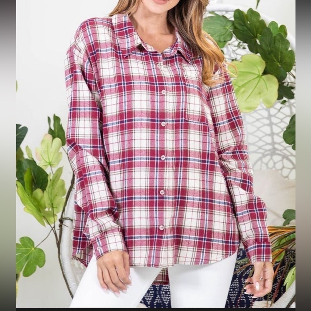 Sew In Love Flannel Top, multicolor plaid, Size XL